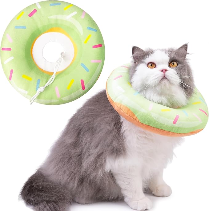 Cat Cone Collar Soft, Cat Recovery Collar for Wound Healing Cute Donut Adjustable Kitten Cones to Stop Licking Comfortable Lightweight Neck Elizabethan Collars for Kittens After Surgery-PawvioPets