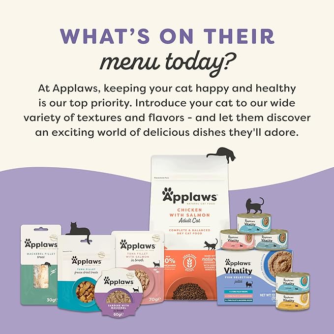 Applaws Vitality Wet Cat Food Paté, Natural Canned Cat Food, Wet Food for Cats with Added Vitamins and Minerals, Grain Free, Carrageenan Free, Variety Selection Paté (24 Count, 2.47 oz Cans)-PawvioPets