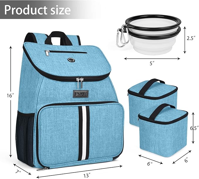 BAGLHER丨Dog Travel Bag, Airline Approved Pet Supplies Backpack, Dog Travel Backpack with 2 Silicone Collapsible Bowls and 2 Food Baskets-PawvioPets
