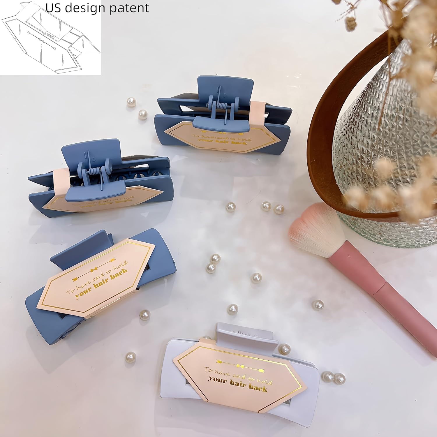 18pcs Bridesmaid Scrunchies Proposal Gifts Bachelorette Hair Claws Clips Girls heart sunglasses for Wedding Party Favors(Blue )