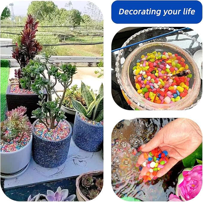 Blue Pebbles for Crafts, 0.9 Pound Natural Polished Aquarium Gravel, Decorative Pebbles for Indoor Plants, Turtle Tank, Vase, Succulents Cactus, Garden Landscaping-PawvioPets