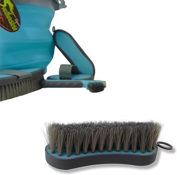 Collapsible Grooming Kit 10 Liter Bucket and 5 Grooming Tools by Southwestern Equine (Turquoise)-PawvioPets