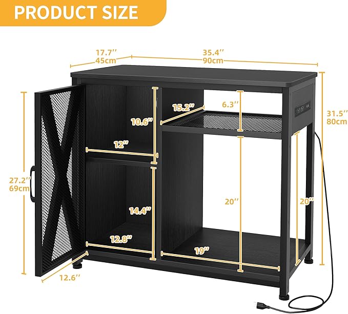 DWVO 40-50 Gallon Aquarium Stand with Power Outlets & LED Light, Cabinet for Fish Tank Accessories Storage - Metal Fish Tank Stand Suitable for Turtle Tank, Reptile Terrarium, 660LBS Capacity, Black-PawvioPets