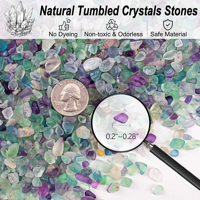 3 Lb Fluorite Crystal Chips Aquarium Fish Tank Gravel, Tumbled Crushed Stone Crystal Chips Bulk Irregular Shaped Decorative Vase Fillers Aquarium Gravel Rocks-PawvioPets