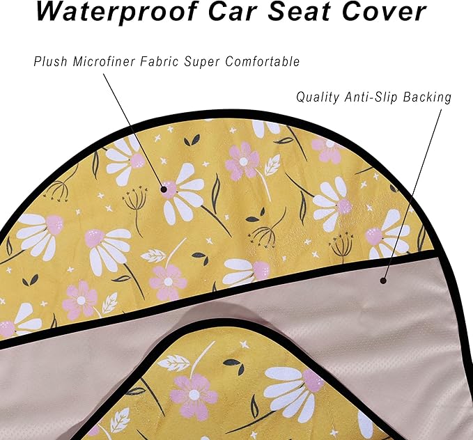 Car Seat Cover Protector Front Seats,for Gym Workout,Running,Swimming,Beach and Hiking,Waterproof Sweat Towel Bucket Seat Covers for Cars SUV Trucks (Chamomile and Yellow, 1Pcs)-PawvioPets