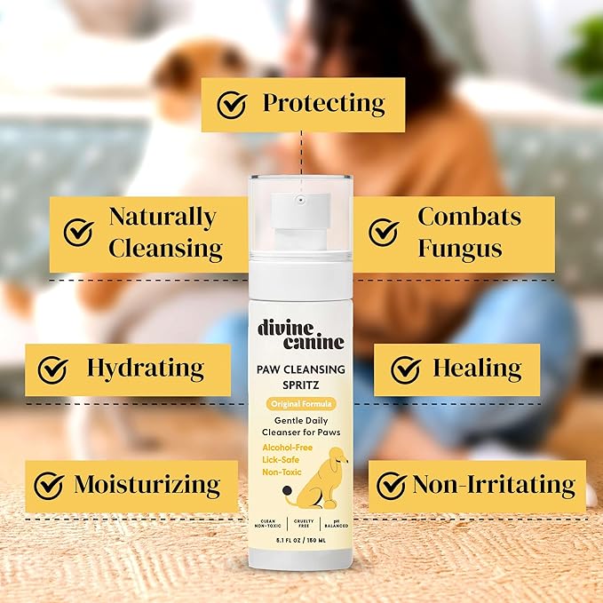 Dog Paw Cleaner - 5.1 Fl Oz of Alcohol Free Paw Cleansing Spray - Made with Aloe, Copaiba Oil, and Lemongrass Oil to Nourish and Clean Paws - Made in The USA-PawvioPets