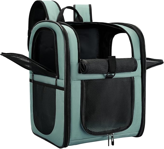 Apollo Walker Dog & Cat Carrier Backpack for 4-15lb Pets - Ventilated Safe Design with Padded Back Support, Breathable Mesh Pet Backpack for Hiking, Travel, Outdoor (Blue)-PawvioPets