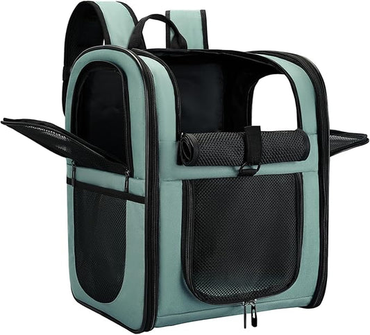 Apollo Walker Dog & Cat Carrier Backpack for 4-15lb Pets - Ventilated Safe Design with Padded Back Support, Breathable Mesh Pet Backpack for Hiking, Travel, Outdoor (Blue)-PawvioPets