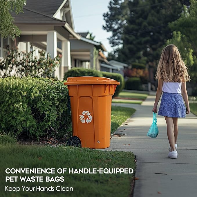 Compostable Dog Poop Bags for Swivel Bin & Rake Dog Pooper Scooper, AYOTEE Heavy Duty Poop Bags for Dogs Biodegradable,Tear-Free Large Dog Bags for Poop 50 Packs, Dog Waste Bags with Handles, Green-PawvioPets