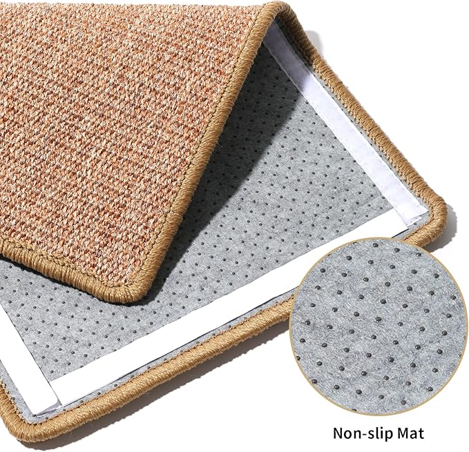 FUKUMARU Cat Scratcher Mat, 23.6 X 15.7 Inch Natural Sisal Cat Scratch Mats, Horizontal Cat Floor Scratching Pad Rug with Sticky Tapes, Protect Couch and Carpets-PawvioPets