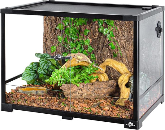 34 Gallon Reptile Tank, Glass Reptiles Terrarium 24" x 18" x 18", Sliding Door, Top Ventilation, Cable Pass, Humidify Hole, Glass Reptile Cage Habitat for Bearded Dragon, Lizard, Snake, Gecko-PawvioPets