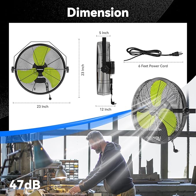 4580 CFM 18 inch High Velocity Wall Mounted Fan, 3-Speed Metal Fan with Sealed Motor, 360 Degree Tliting Heavy Duty Wall Fan for Patio, Barn, Garage, and Gazebo - UL listed-PawvioPets