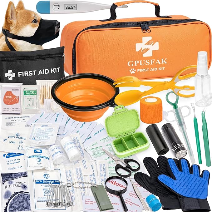 Dog First Aid Kit - Pet First Aid Kit for Dogs with Pooper Scooper First Aid Supplies for Home Camping Hiking Traveling Hunting and Sports-PawvioPets