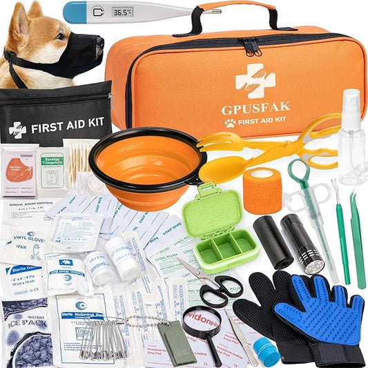 Dog First Aid Kit - Pet First Aid Kit for Dogs with Pooper Scooper First Aid Supplies for Home Camping Hiking Traveling Hunting and Sports-PawvioPets