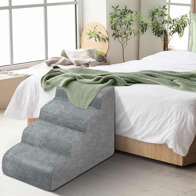 Dog Stairs for Small Dogs - High Density Foam Dog Ramp, Extra Wide Pet Steps with Non-Slip Bottom for High Beds, Couche and Sofa, Best for Dogs Injured, Older Dogs Cats, Pet with Joint Pain-PawvioPets