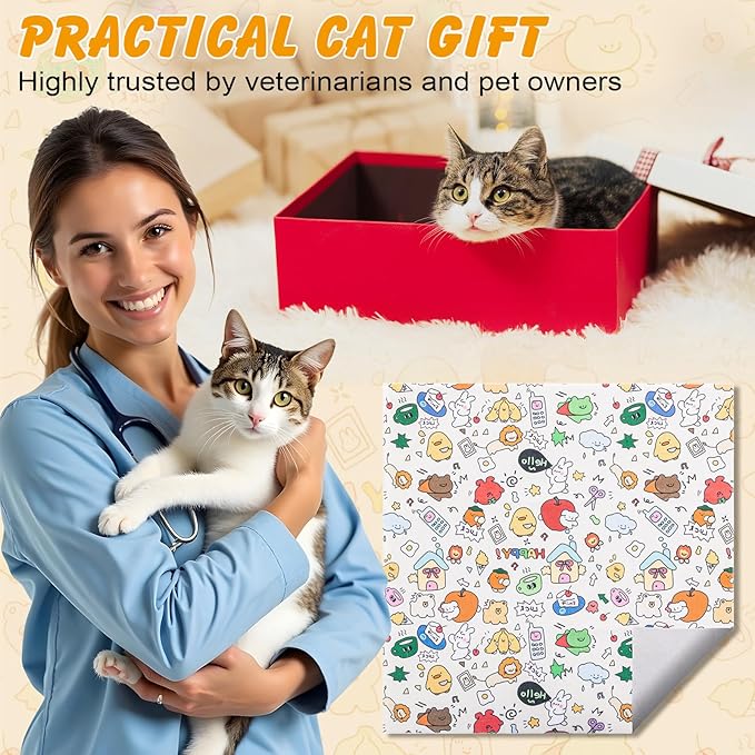 27.6" Cat Wrap for Cutting Nails, Self-Adhesive Cat Grooming Wrap Anti-Escape Cat Restraint for Nail Clipping Cat Swaddle Wrap Cat Wrapping Cloth for Pet Cleaning and Beauty (Within 15lbs)-PawvioPets
