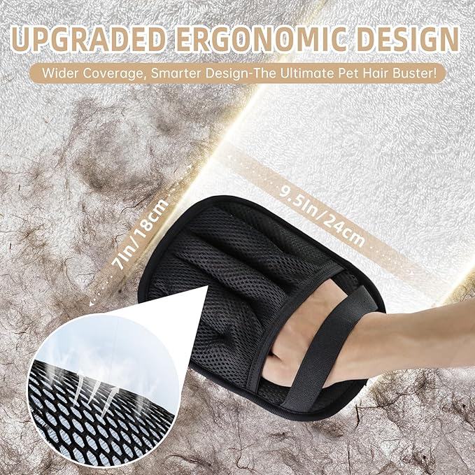 2𝑷𝒄𝒔 Pet Hair Removal Glove for Cats & Dogs, Newly Pro Five-Finger Electrostatic Pet Hair Remover Gloves, Reusable & Washable Magic Brush Pet Hair Removal Tool for Couch, Clothing, Carpet, Car Seat-PawvioPets