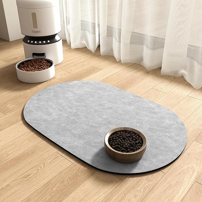 Absorbent Dog Food Mat-Dog Mat for Food and Water Bowl, Quick Dry Pet Food Mat, No Stains Cat Feeding mat, Pet Accessories Pet Supplies-Cat Water Bowl Mat for Messy Drinkers-PawvioPets