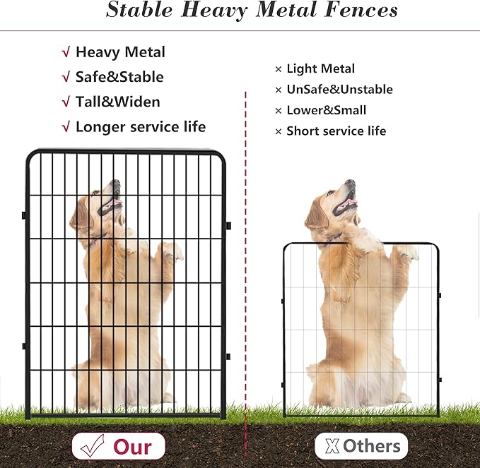 Dog Playpen 40 inch 10 Panels Indoor Dog Pen for Large/Medium/Small Dogs Heavy Duty Metal Dog Fence Outdoor for Yard, Puppy Playpen with Door Portable Pet Fence for RV Camping Yard-PawvioPets