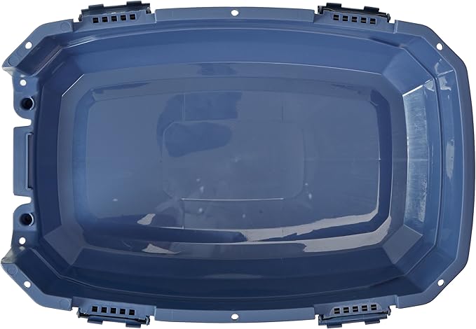 Amazon Basics 2-Door Top-Load Hard-Sided Cat Pet Travel Carrier, 19.0" L x 12.6" W x 10.0" H, Gray & Blue-PawvioPets