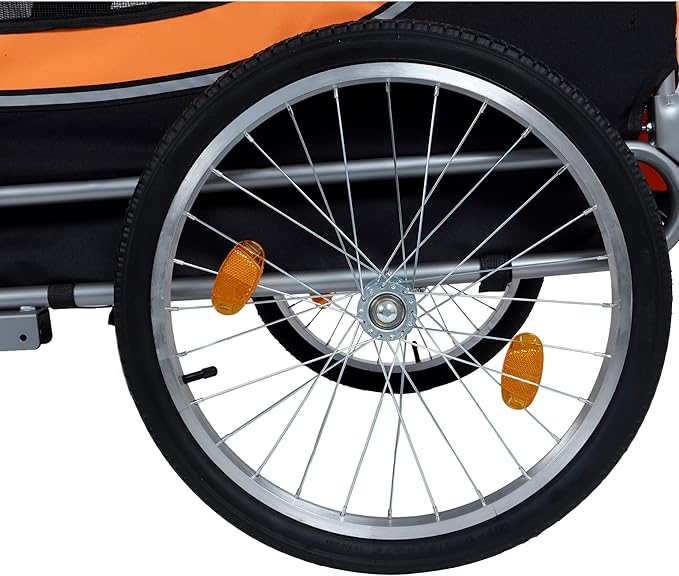 Blue-Grey Large Folding Bike Trailer for Dogs – Heavy-Duty Steel Frame, 66LB Capacity Pet Carrier for All-Terrain Cycling, Jogging & Camping Adventures!-PawvioPets