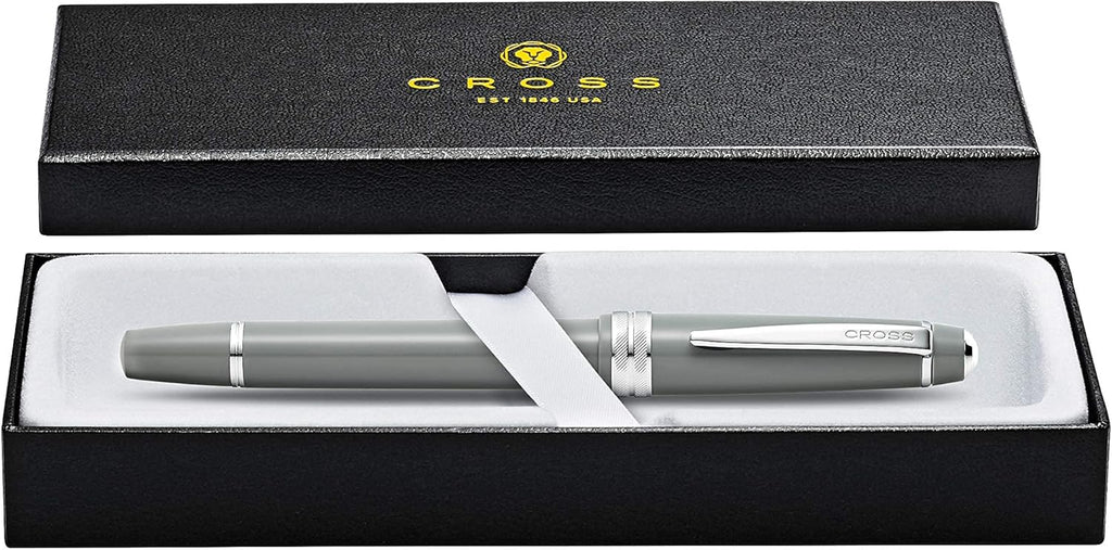 Cross Bailey Light Refillable Rollerball Pen Presented in a Everyday Gift Box - Medium Point, Black Ink, Polished Gray