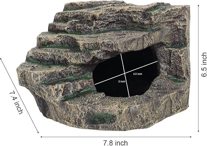 Beared Dragon Tank Accessories for Adults, Snake Hide, Reptile Tank Accessories, Perfect Natural Large Reptile Hide, Professional Turtle Basking Platform (E-Large)-PawvioPets