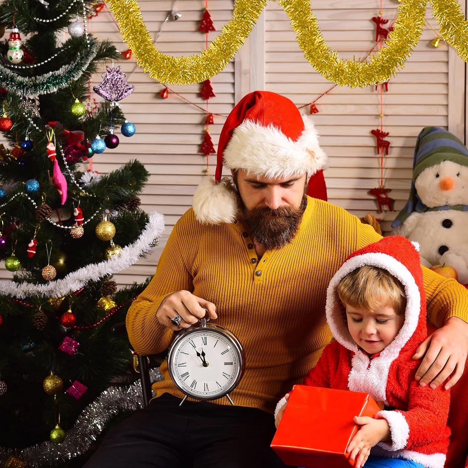 25 Feet Gold Christmas Tinsel Garland, Metallic Foil Twist Garland Wall Hanging Tinsel Banner Backdrop for Parade Floats, Easter, Mother's Day, Birthday Party Decorations (4in x 25ft)