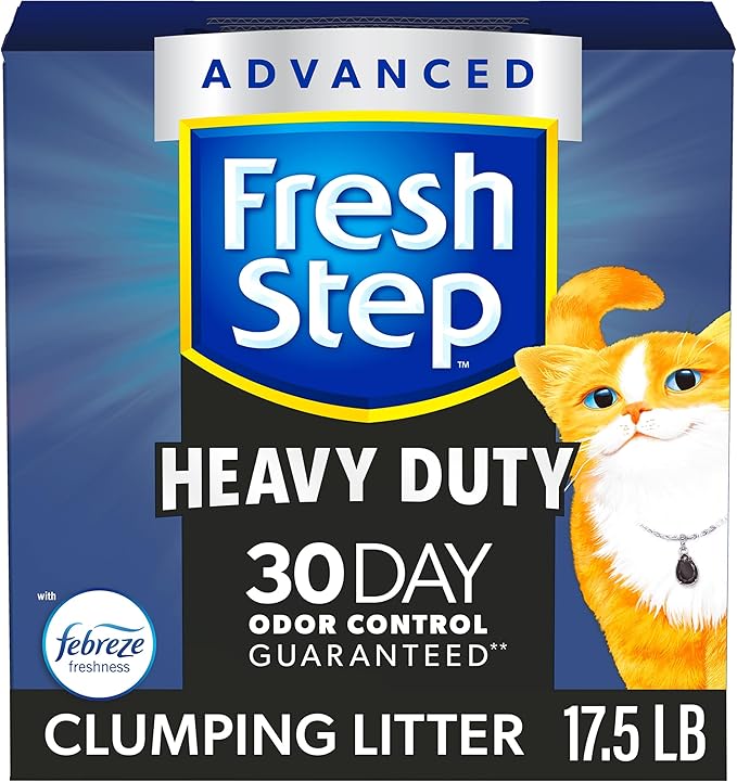Fresh Step Clumping Cat Litter, Heavy Duty Advanced, Long Lasting 30-Day Odor Control with Odor Eliminating Carbon, 17.5 lb-PawvioPets