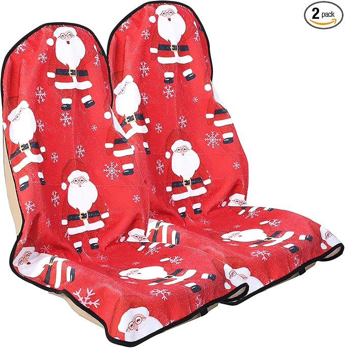 Car Seat Cover Protector Front Seats,for Gym Workout,Running,Swimming,Beach and Hiking,Waterproof Sweat Towel Bucket Seat Covers for Cars SUV Trucks (Santa Claus, 2Pcs)-PawvioPets