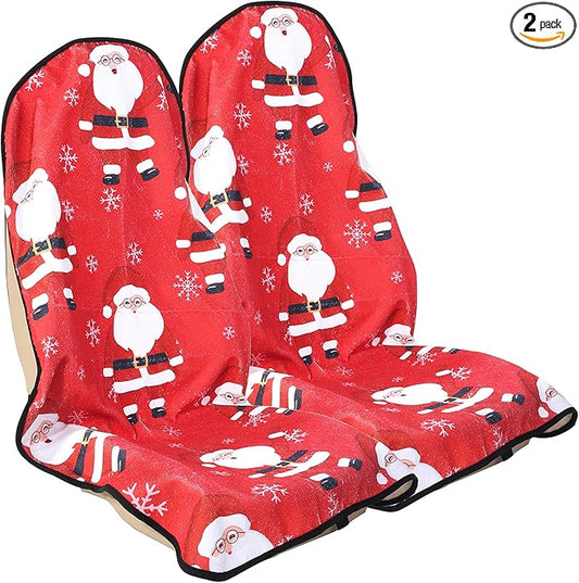 Car Seat Cover Protector Front Seats,for Gym Workout,Running,Swimming,Beach and Hiking,Waterproof Sweat Towel Bucket Seat Covers for Cars SUV Trucks (Santa Claus, 2Pcs)-PawvioPets