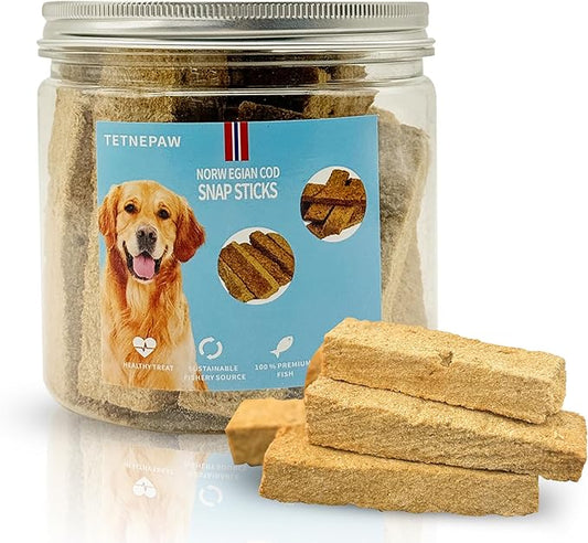Dog Fish Treats Cod Made with Premium Natural Norwegian 100% Real Cod Fish Bones & Meat Healthy Crunchy Biscuits for Dogs High Protein Grain-Free All-Natural Pet Snack-PawvioPets