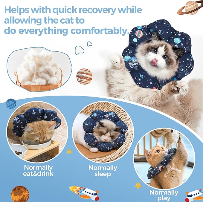 ComSaf Soft, Protective Adjustable Cat Cone Collar to Stop Licking After Surgery, Comfortable Lightweight Elizabethan Collar for Large Cat and Small Dog, Dog Recovery Collar Prevents Licking Wounds-PawvioPets