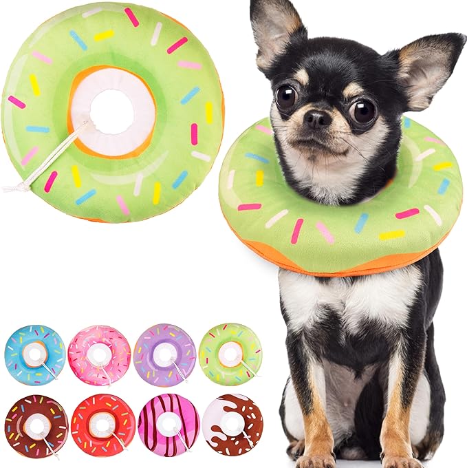 Cat Cone Collar Soft, Cute Cat Donut Collar After Surgery, Adjustable Kitten Recovery Cones to Stop Licking, Lightweight Neck Elizabethan Collars for Cats Kittens (Green, Large)-PawvioPets