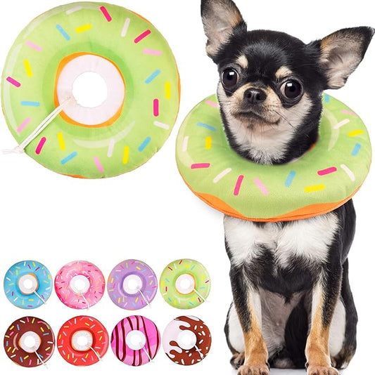 Cat Cone Collar Soft, Cute Cat Donut Collar After Surgery, Adjustable Kitten Recovery Cones to Stop Licking, Lightweight Neck Elizabethan Collars for Cats Kittens (Green, Large)-PawvioPets