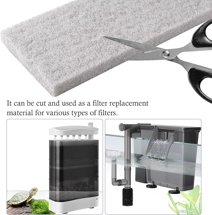 4 Pack Mixed Filter Pads 12.6" x 5" for Aquarium, Cut-to-Fit Fish Tank Filter Media with Ammonia&Carbon&Phosphate Reducer, Aquarium Filter Sponge, Compatible with Most Filters-PawvioPets