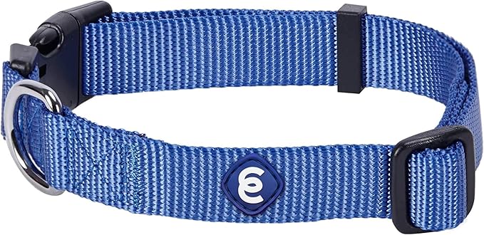 Blueberry Pet Essentials Medium Dog Collar in Marina Blue | Adjustable & Eco-Friendly Durable Nylon Strap | Classic Collar for Medium Dogs, Boy & Girl Pets-PawvioPets
