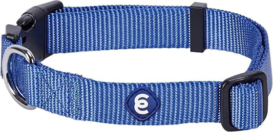 Blueberry Pet Essentials Matching Large Dog Collar | Adjustable Classic Solid Color Nylon Dog Collars for Large Dogs | Marinara Blue Dog Collar for Large Dogs-PawvioPets