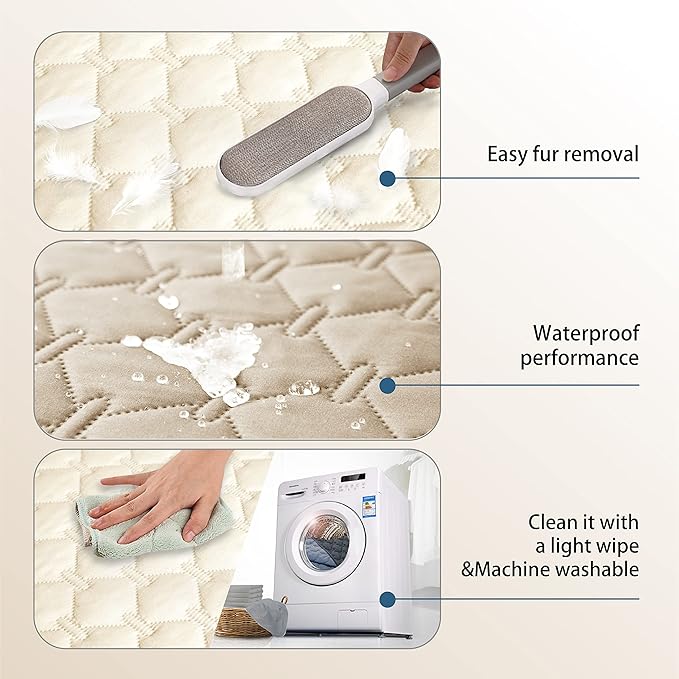 gogobunny 100% Double-Sided Waterproof Dog Bed Cover Pet Blanket Sofa Couch Furniture Protector for Puppy Large Dog Cat, Reversible (30x30 Inch (Pack of 1), Dark Beige/Light Beige)-PawvioPets