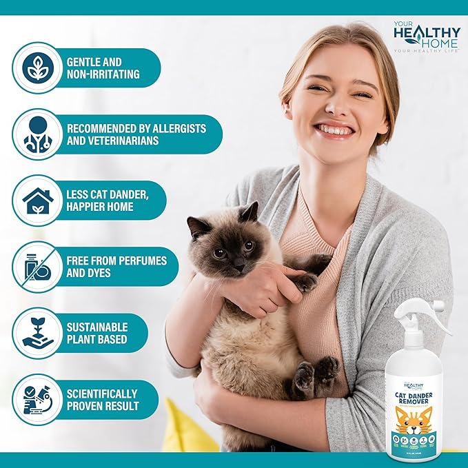 Cat Dander Remover Aloe Vera Free- Pet Dander Allergy Reducer Relief Dry Skin Spray for Cats and Humans| Cruelty-Free & Made in USA (1 Pack)-PawvioPets