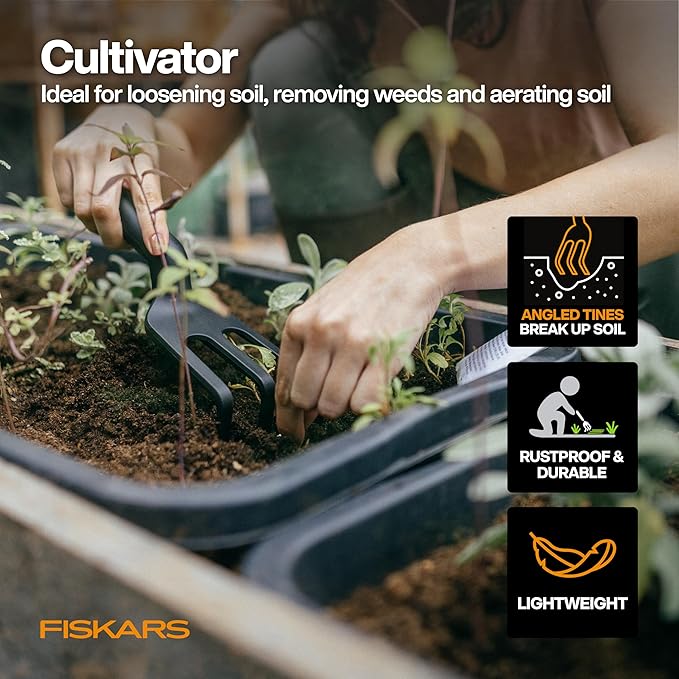 Fiskars Flower Gardening Tool Gift Set with Floral Pruner, Trowel, Cultivator, Garden Gloves, and Ultra-Light Kneeling Cushion for Outdoor Use (5 Piece Kit)-PawvioPets