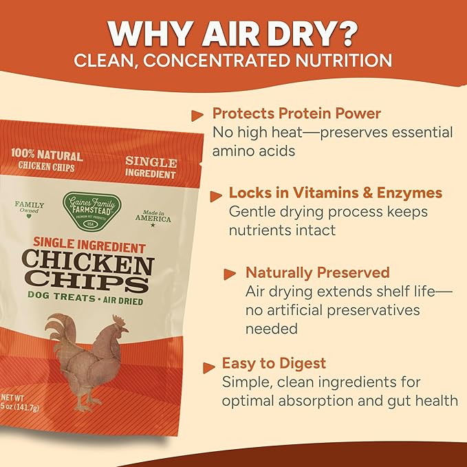 Gaines Family Farmstead Chicken Chips for Dogs – 6 oz Natural, High-Protein Dog Treats, Rawhide-Free Chews, Single Ingredient, Grain-Free, Made in USA-PawvioPets