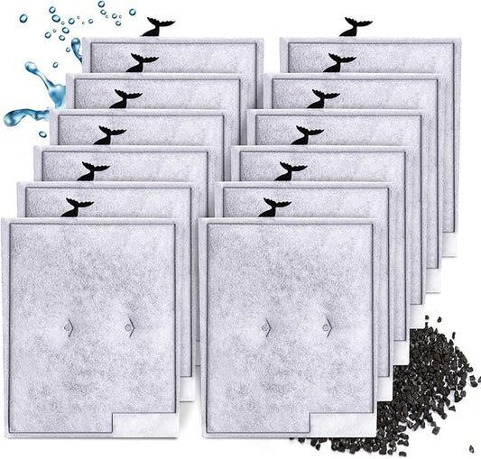 12 Pack Large Filter Cartridges Compatible with Aqueon QuietFlow Power Filter Size 20,30,50,75 & E Internal Power Filter Size 40 & Canister Filter Size 200/300/400 & Zilla Large Filter-PawvioPets