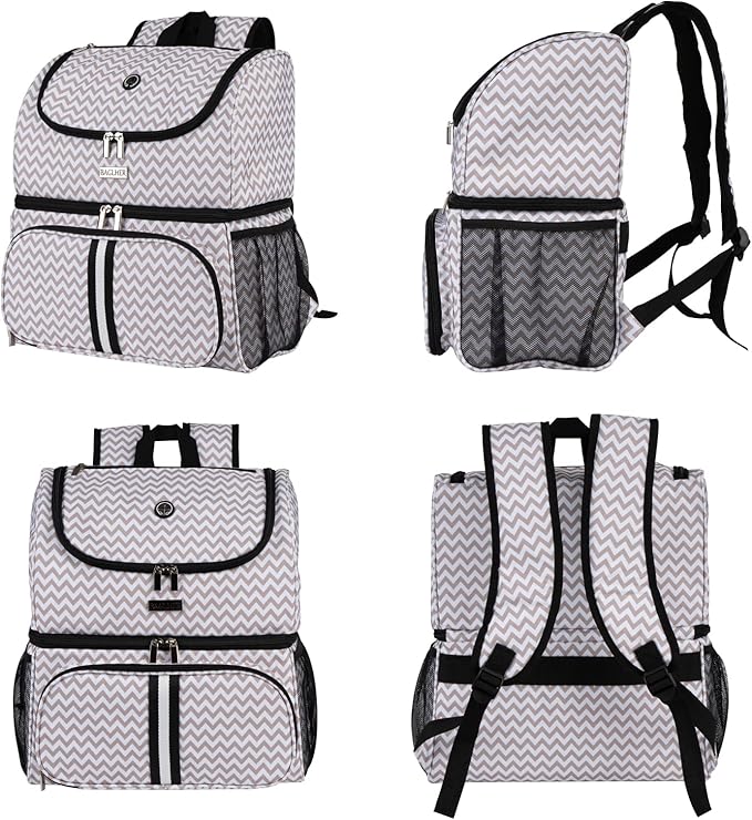 BAGLHER Pet Travel Bag, Double-Layer Pet Supplies Backpack (for All Pet Travel Supplies), Pet Travel Backpack with 2 Silicone Collapsible Bowls and 2 Food Baskets BLW-PawvioPets