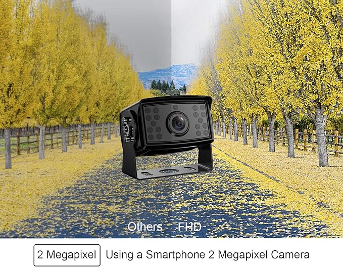 Fookoo Ⅱ 7" HD 1080P Wired Backup Camera System, 7-inch Dual Split Screen Monitor W/Recording IP69 Waterproof Front View Rear View Camera Parking Lines for Truck/Trailer/RV/Skid Steer (FHD2)-PawvioPets