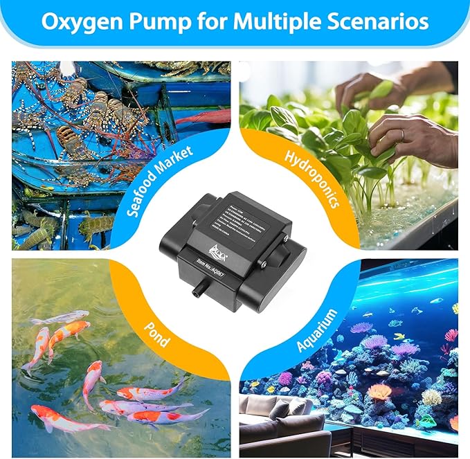AQQA Powerful Aquarium Air Pump Adjustable Fish Oxygen Aerator Pump for Basement Aquarium Ponds Hydroponic 4 Outlets Commercial Air Pump Bubbler with Accessories for Fish Tank Up to 600Gal(10W,237GPH)-PawvioPets