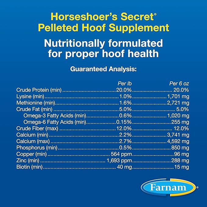 Farnam Horseshoer's Secret Pelleted Hoof Supplements, Promotes healthy hoof growth, maintains hoof walls & supports cracked hooves, 38 lbs., 100 day supply-PawvioPets