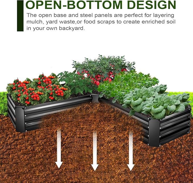 EDOSTORY Raised Bed Garden Bed Kit, 5x5x1ft Galvanized Planter Tall Raised Garden Boxes Outdoor, Large Metal Raised Garden Beds for Vegetables, Flowers, Herbs-PawvioPets