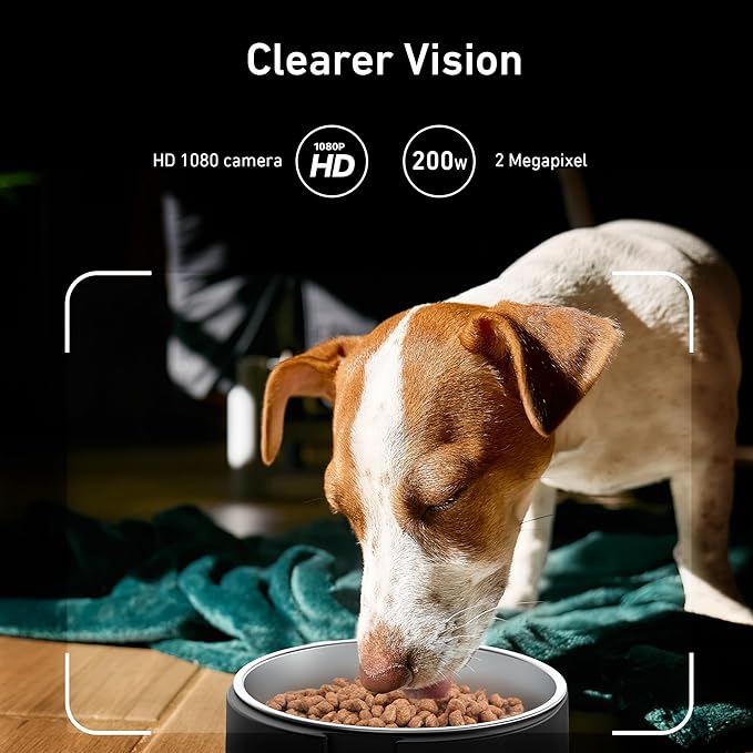 Automatic Dog & Cat Feeder with Camera & WiFi – 8L/34 Cups, 1080P Night Vision, 2.4 & 5G WiFi, 2-Way Talk, 10s Voice Recording, Timed Food Dispenser, Up to 99 Portions, 15 Meals Per Day-PawvioPets