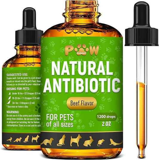 Antibiotics for Dogs | Antibiotics for Cats | Herbal Supplement for Digestion, Breathing, Urination | for Infections, Cough, Allergies | Beef Flavor & Cranberry | for All Pet Breeds | 2 Oz-PawvioPets